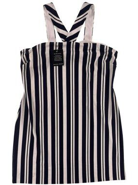 Boston Proper Dress Striped Navy & White Sleeveless Midi Size XL NEW IMPERFECT